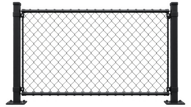 Chain link fence PNG isolated on transparent background, metal mesh barrier for security and property protection