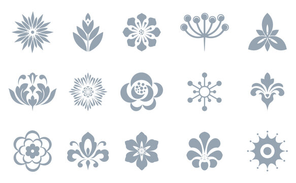 Flower icons set. Isolated elements for design. Vector graphics. Flower collection