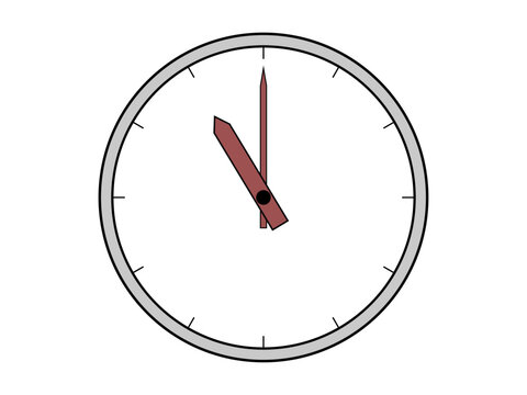 11時を示すアナログ時計のイラストアイコン素材