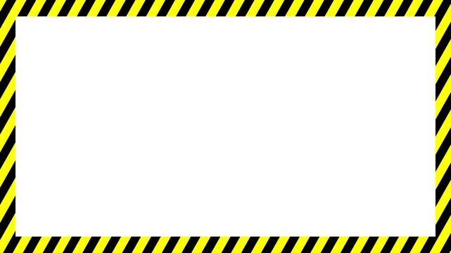 Yellow and Black Caution Stripes Hazard Warning Line Frame Border Motion Graphics Background Overlay