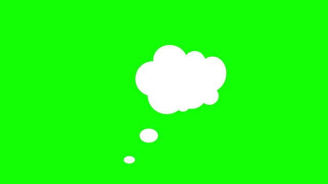 White Comic Thought Bubble Green Screen Chroma Key Animated Motion Graphics Overlay Background Loop