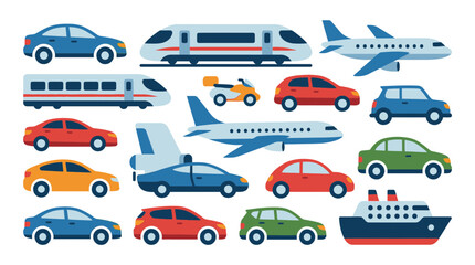 Naklejka premium Set of colorful flat vector transport icons