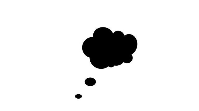 black Comic Thought Bubble White Screen Chroma Key Animated Motion Graphics Overlay Background Loop