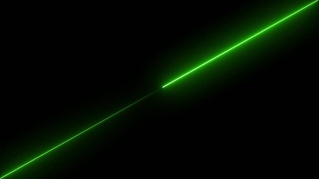 A single thin bright white neon light line diagonally traverses a completely black background creating a minimalist abstract visual with a sense of direction