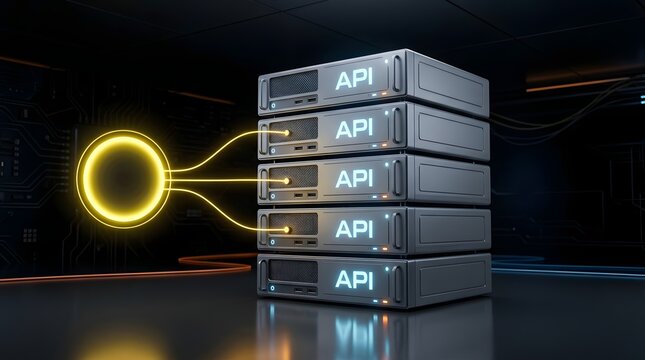 Api server stack with glowing connection