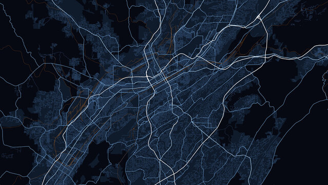 Birmingham Metro Alabama City Map Poster Midnight Navy Style Wall Art