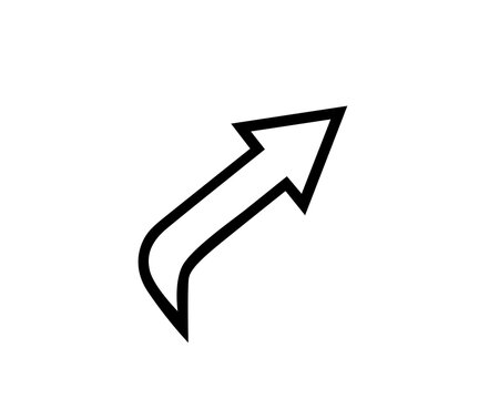 Black Outlined Curved Upward Arrow Icon
