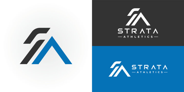 A modern, abstract logo featuring stylized letters SA in a dynamic, geometric mountain-peak design for a private personal training and sports performance company.
