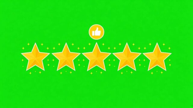 Green Screen 3D Five Star Rating Feedback Review Animation