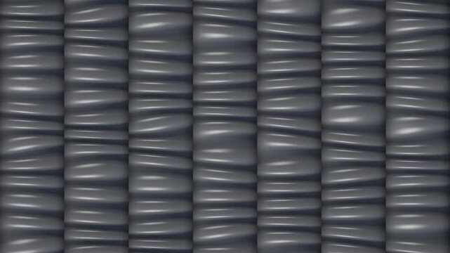 Bellows Accordion Column Wall With Traveling Compression Waves, Seamless Loop Background in cool white tones