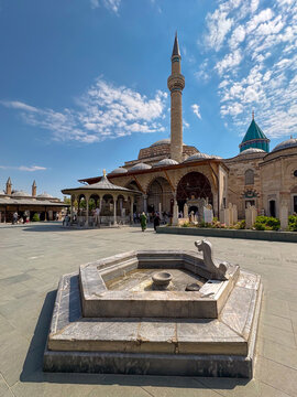 Mevlana Museum courtyard and Green Dome landmark in Konya, Turkey.