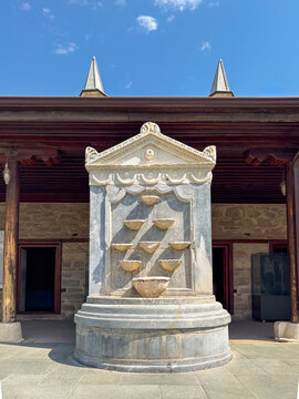 Historic Selsebil fountain at Mevlana Museum in Konya, Turkey.