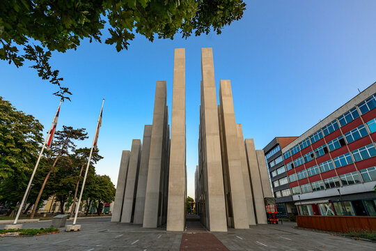 Banja Luka, Bosnia and Herzegovina - August 12, 2026: The central memorial to the fallen fighters of the Patriotic War. Pomnik memorial center in Banja Luka.