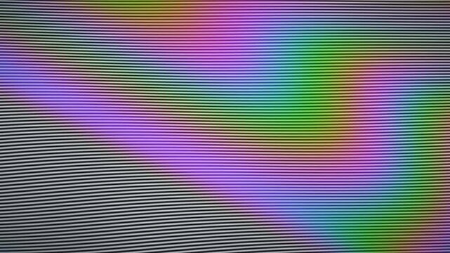 Chroma Bleed Rainbow Moire Crawling Over Fine Stripes Analog Color Fringe Background Seamless Loop in calm teal tones