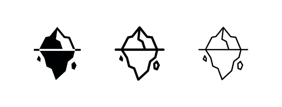 Iceberg icon with submerged part visible, representing hidden dangers or a small part of a larger issue.