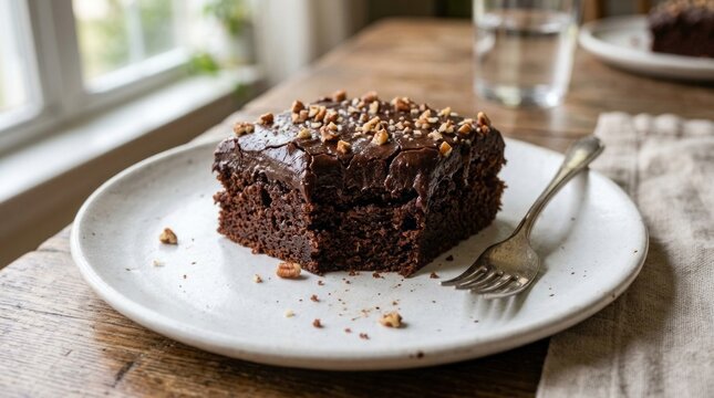 Authentic Texas Sheet Cake Food Photography - Chocolate Dessert with Pecans and Icing