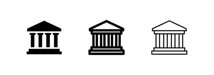 Naklejka premium Classical Building Icon Set for Bank Museum or Courthouse