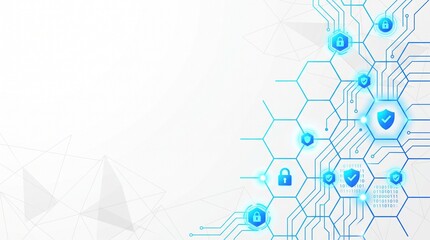 Obraz premium Abstract Clean Cybersecurity Data Shield Protection High Tech Background
