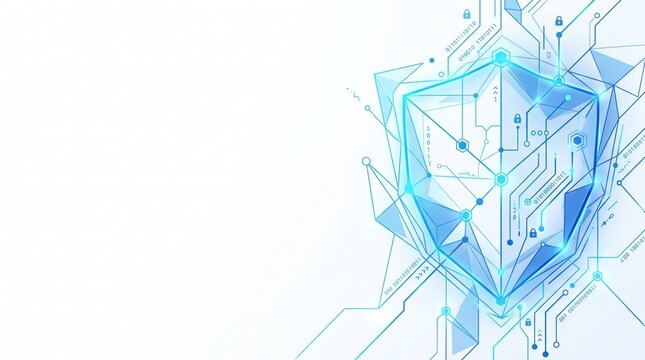Abstract Clean Cybersecurity Data Shield Protection High Tech Background