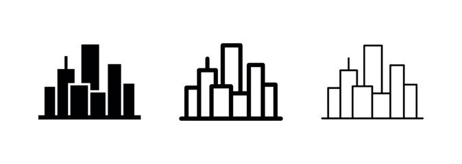 Obraz premium City skyline icons showing buildings and skyscrapers for urban themes