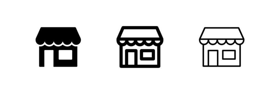 Shop storefront icon set for retail business and commerce