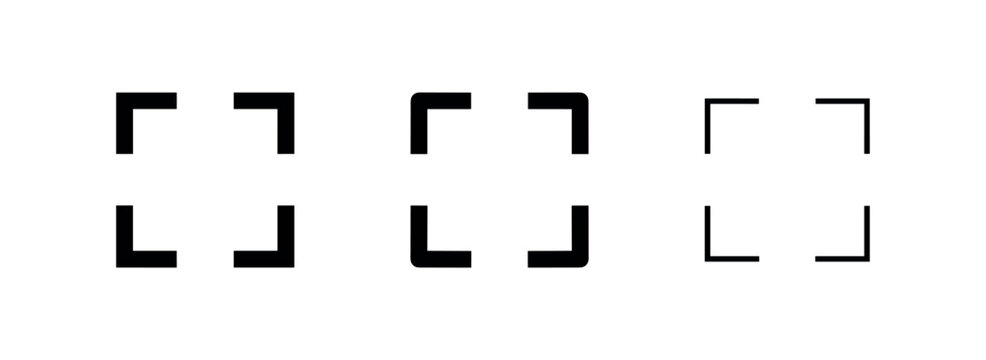 Corner Bracket and Angle Icons Set: Solid and Outline Styles