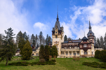 Peles Castle, a royal castle built between 1873 and 1914 for King Carol I of Romania. It is now open to the public and a popular tourist destination. © nedomacki