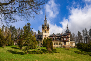 Peles Castle, a royal castle built between 1873 and 1914 for King Carol I of Romania. It is now open to the public and a popular tourist destination. © nedomacki