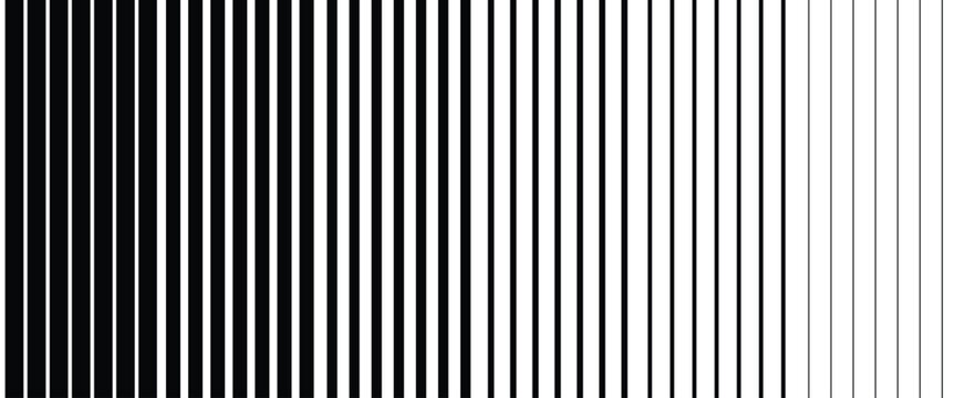 Abstract Black Vertical Parallel Lines Halftone Gradient Pattern Vector, Minimalist Modern Linear Speed Motion Texture for Business Presentation, Tech Banner