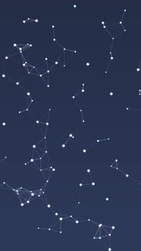 Digital network plexus with connecting nodes and lines seamless loop in calm violet tones vertical 9:16