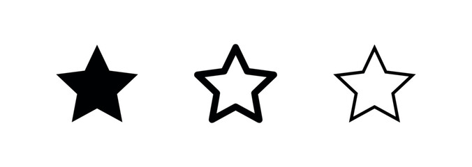 Obraz premium Star Icon Set: Solid, Outline, and Filled Outline