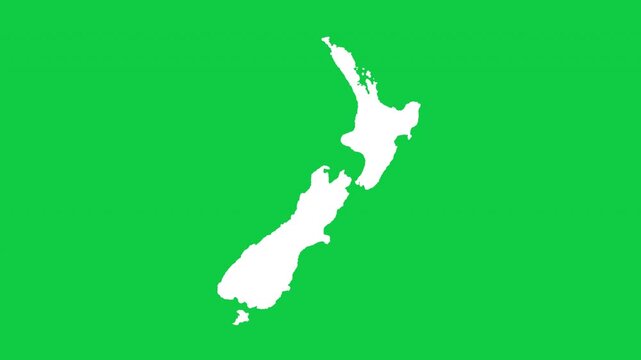 New Zealand wiggle animation map loop green background
