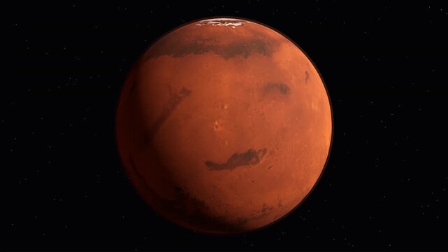 Planet Mars red globe in starry outer space background animation