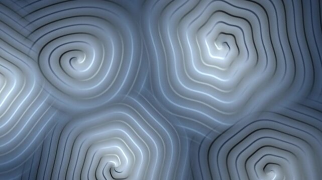 Spiral Growth Hillocks on a Crystal Surface With Rotating Atomic Step Terraces, Seamless Loop in deep blue tones