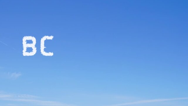 animated video of BEST WISHES , white cloud text, on bright blue sky and green screen, 4k animation