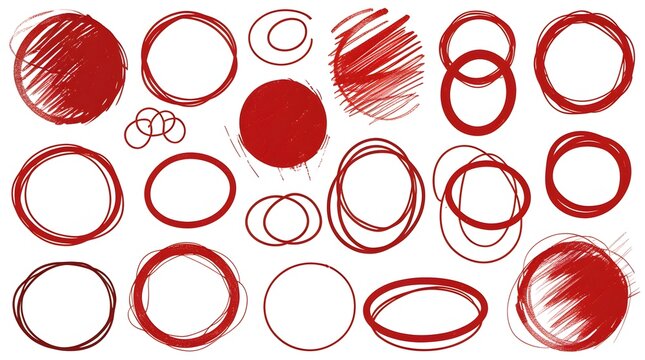 Hand-drawn red marker circles and scribbles on white