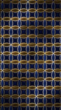 Shippo seven treasures Japanese traditional pattern interlocking circles gold cloisonne background seamless loop in rich indigo tones vertical 9:16