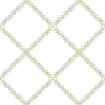 Minimal Christmas Green Fir Trellis Seamless Pattern on White Background