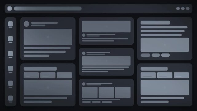 Skeleton Loading UI Placeholder Cards With Shimmer Sweep Seamless Loop in calm graphite tones