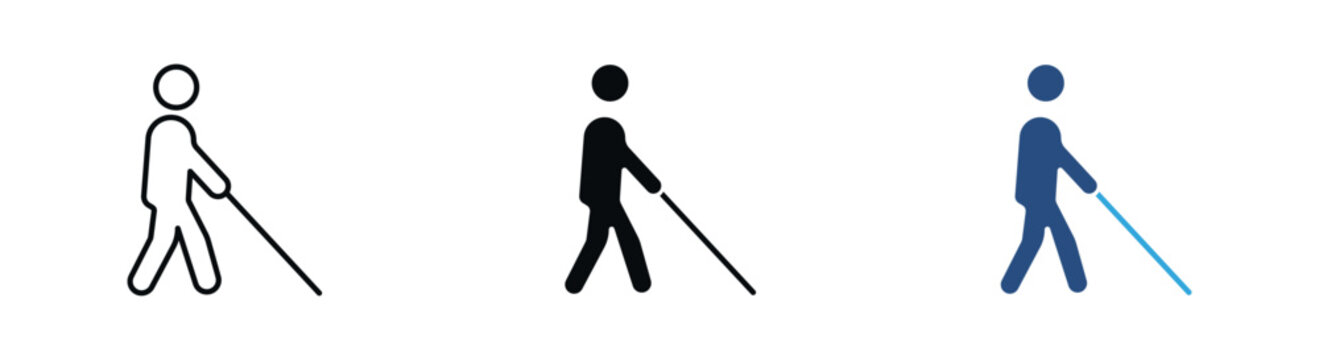 Visually Impaired Person Icon, Accessibility, Blindness, Low Vision, Disability, Support Icons, Vector Illustration.