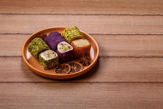 Turkish delight or lokum is a traditional Eastern sweet made with nuts. Turkish delight, lokum
