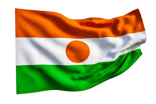 Waving flag of niger isolated on transparent background high quality 3d render asset file.