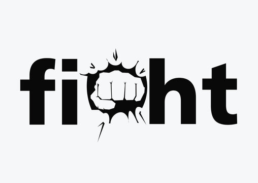 Fight black white text style, extreme sports logo vector.