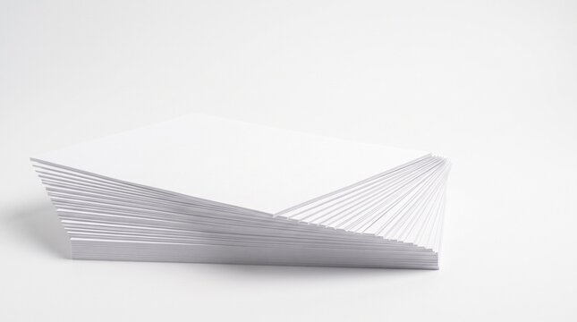 Neat stack of blank paper documents isolated on white