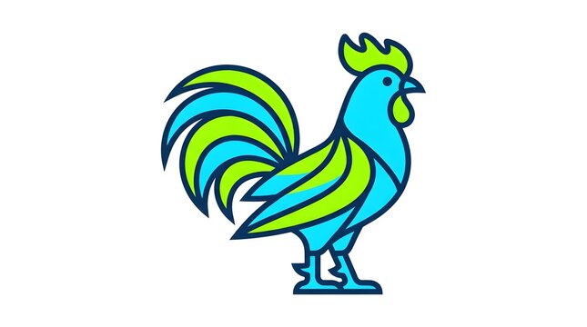 Modern geometric rooster logo icon isolated on white background