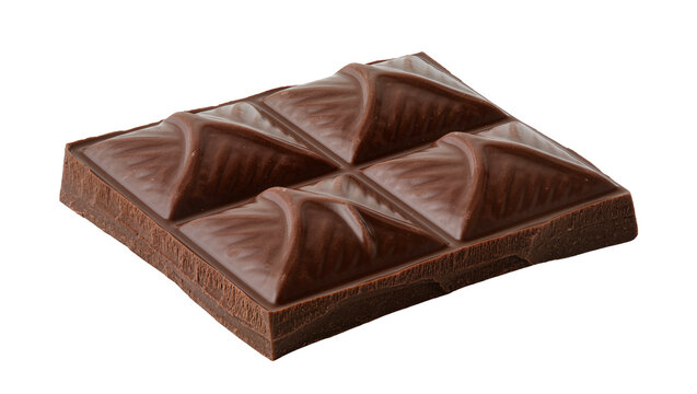 Dark chocolate bar with four squares, isolated on transparent background