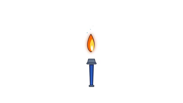 Cartoon illustration of a blue torch with a flickering flame on a white background.