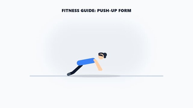 Minimalist flat design illustration of a person demonstrating proper push-up form.