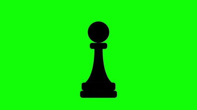 Black Chess Pawn Silhouette on Green Screen Background for Compositing Strategy and Business Concept Assets