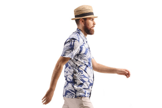 Male tourist walking
